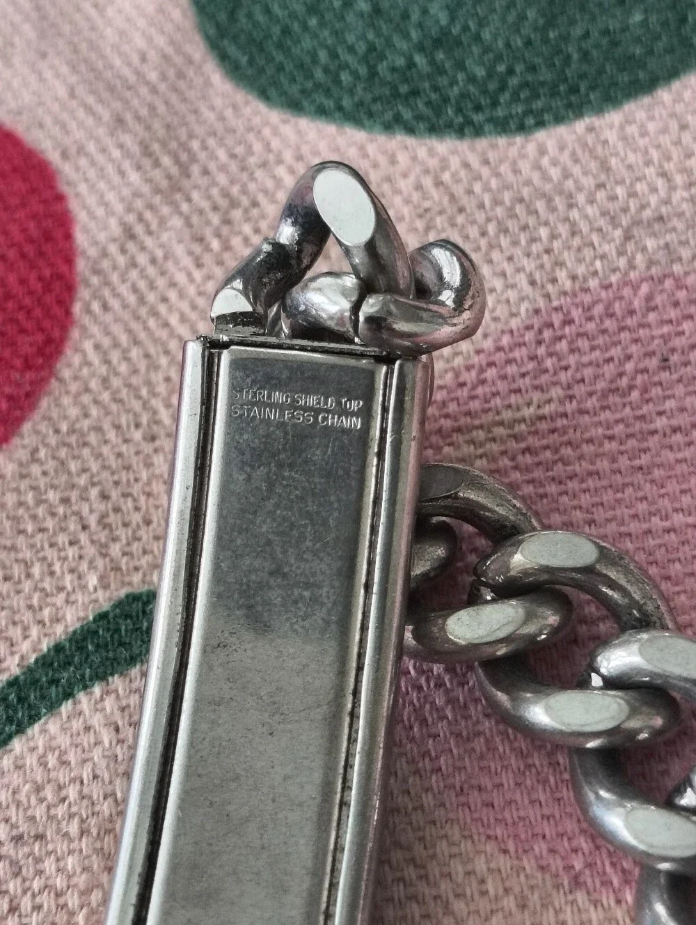 Men's Sterling Silver And Stainless Steel 'Bill' Name ID Bracelet. Estate Find
